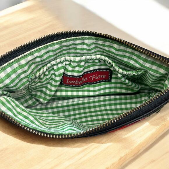 Y2K Isabella Fiore Embroidered Leather Clutch Bag & Large Wristlet - Picture 9 of 13